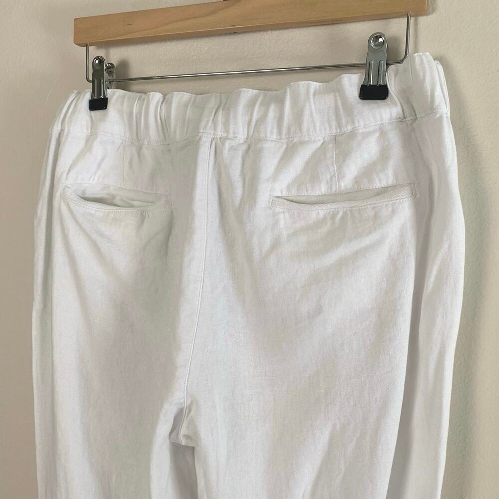 Caslon Size L Women's Drawstring Wide Leg Linen Blend Pants White Summer Comfort - Picture 6 of 8